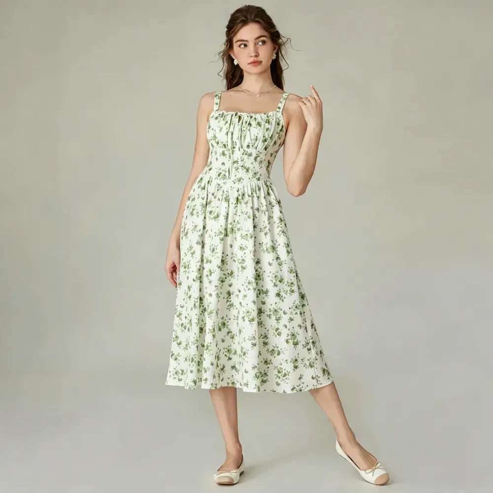 This Week's Special Price 🍃Floral Corset Milkmaid Midi Dress