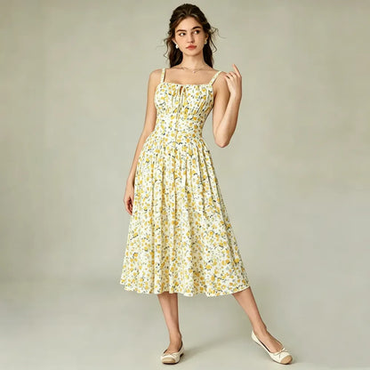 This Week's Special Price 🍃Floral Corset Milkmaid Midi Dress